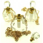 Clear Quartz Genuine Gemstone Cut Scent Bottle Pendant